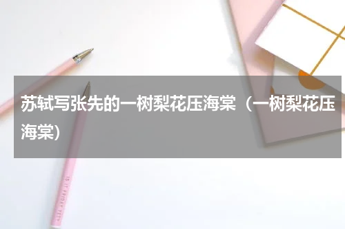 苏轼写张先的一树梨花压海棠（一树梨花压海棠）