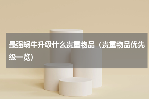 最强蜗牛升级什么贵重物品（贵重物品优先级一览）
