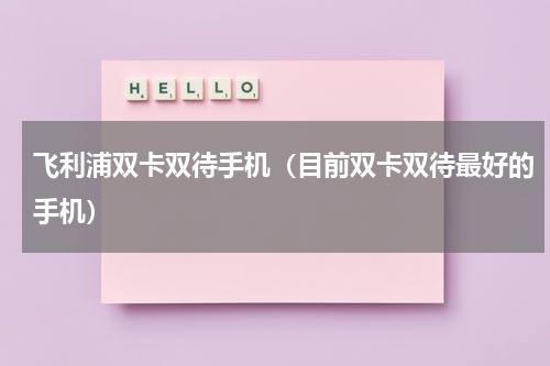 飞利浦双卡双待手机（目前双卡双待最好的手机）