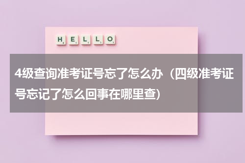 4级查询准考证号忘了怎么办（四级准考证号忘记了怎么回事在哪里查）