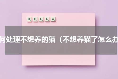 如何处理不想养的猫（不想养猫了怎么办）