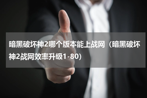 暗黑破坏神2哪个版本能上战网（暗黑破坏神2战网效率升级1-80）