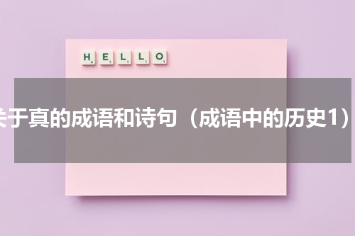 关于真的成语和诗句（成语中的历史1）