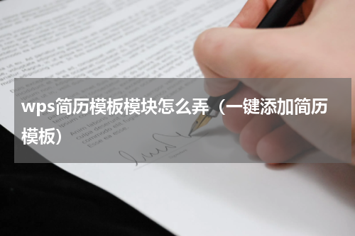 wps简历模板模块怎么弄（一键添加简历模板）